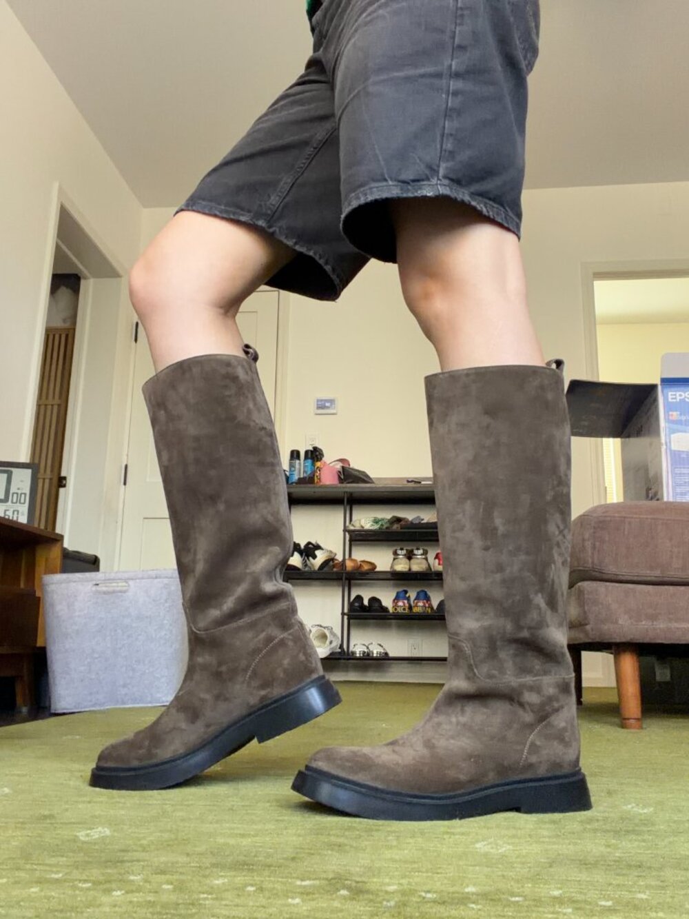 Proenza Schouler Bank Calf Suede Boots in Bark EU 40